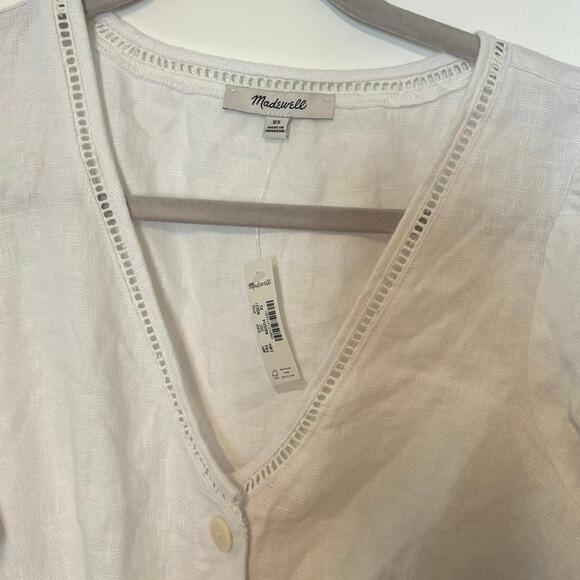 Madewell Cassie Button-Front Midi Dress in Linen White Size XS - Picture 6 of 9